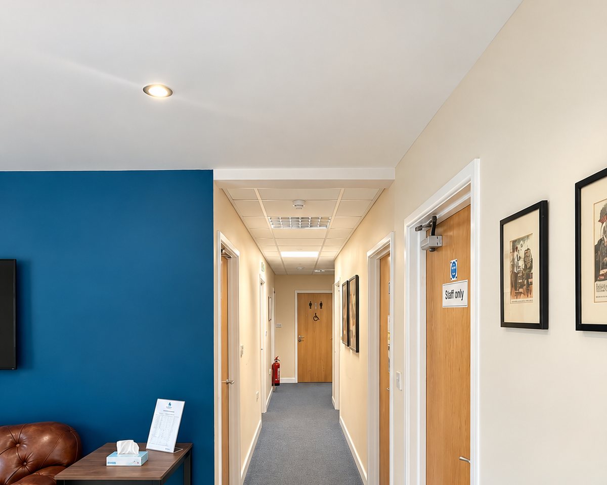 The hallway leading to the surgeries