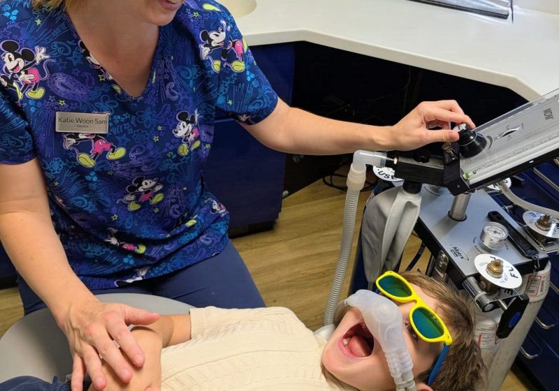 Inhalation sedation being given through a nasal mask at Argo Dental Clinic