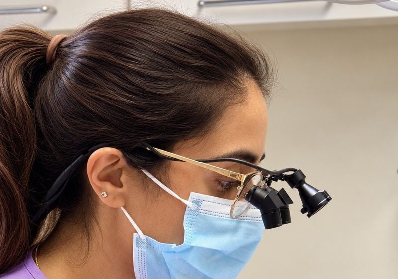 A dentist at work in the surgery
