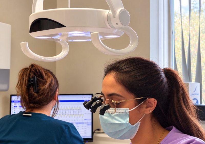 A dental examination in progress